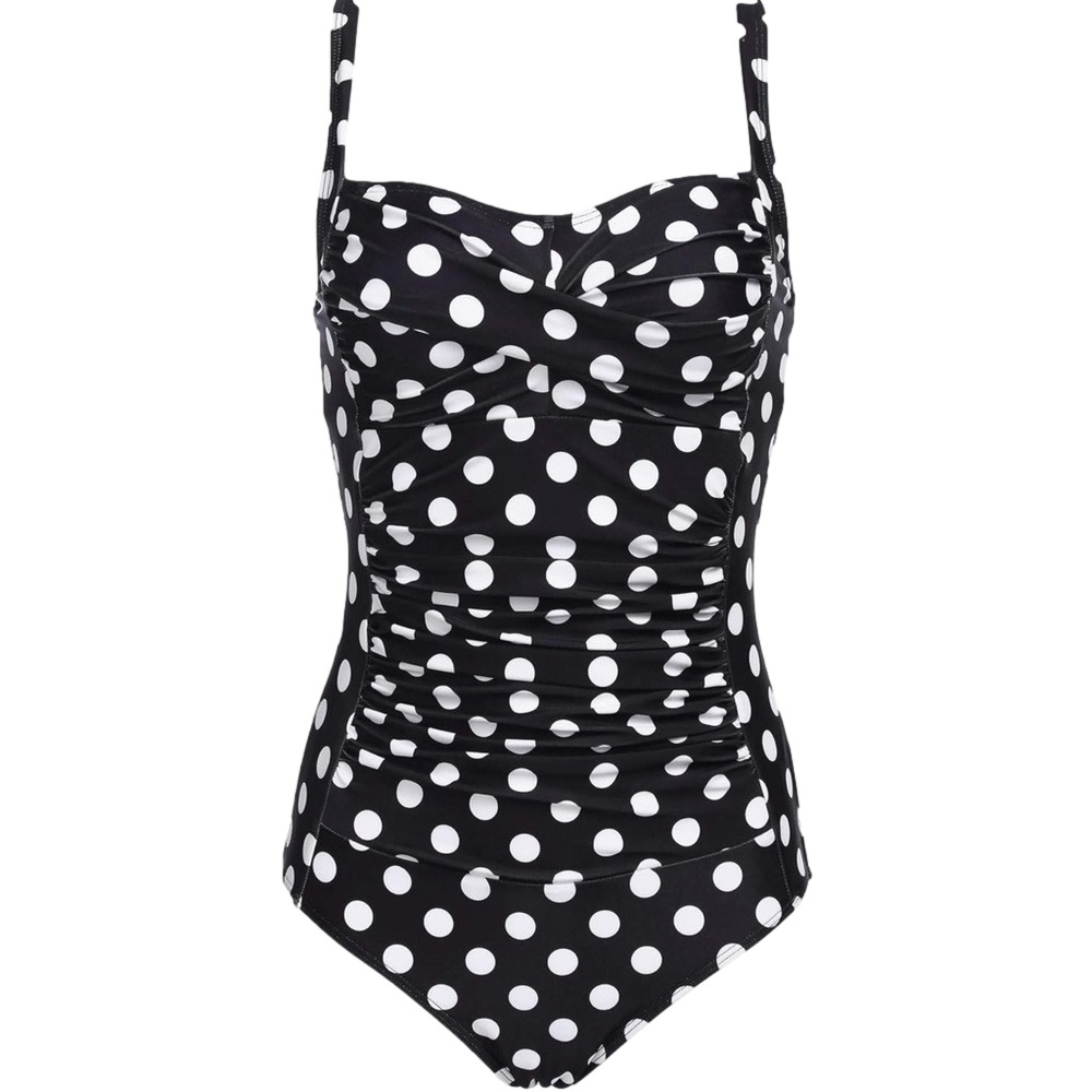 EKOUAER Women's One Piece Swimsuit Ruched Tummy Control Vintage Retro Push Up - Picture 4 of 6